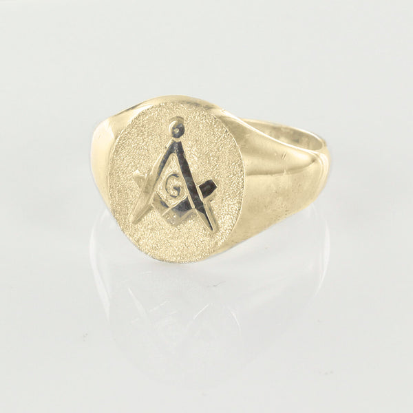 Oval Head Gold Masonic Signet Ring Bearing the Square & Compass Symbol/Seal - Hamilton & Lewis Jewellery