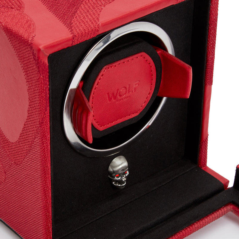 Wolf Single Red Memento Mori Cub Winder with Cover 493172 - Hamilton & Lewis Jewellery