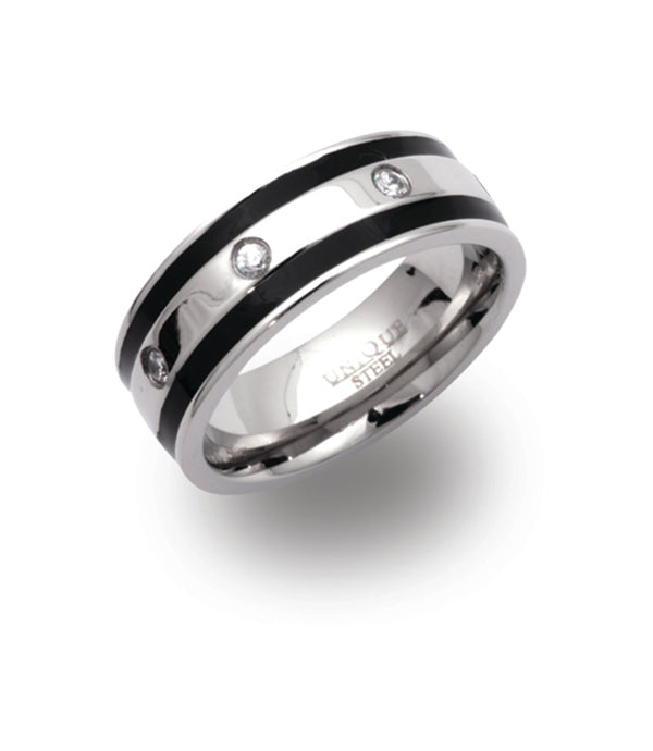 Unique & Co Steel Ring R9109CZ - Hamilton & Lewis Jewellery