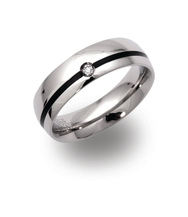 Unique & Co Steel Ring R9114CZ - Hamilton & Lewis Jewellery