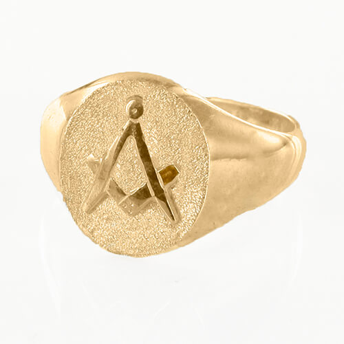 Oval Head Gold Masonic Signet Ring Bearing the Square & Compass Symbol/Seal - Hamilton & Lewis Jewellery