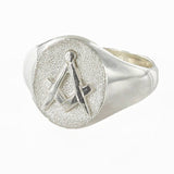 Oval Head Silver Masonic Signet Ring Bearing the Square & Compass Symbol/Seal - Hamilton & Lewis Jewellery