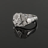Shield Head Silver Masonic Signet Ring Bearing the Square & Compass Symbol/Seal - Hamilton & Lewis Jewellery