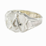 Shield Head Silver Masonic Signet Ring Bearing the Square & Compass Symbol/Seal - Hamilton & Lewis Jewellery