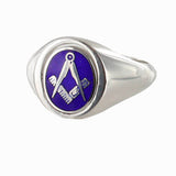 Blue Reversible Solid Silver Square and Compass Masonic Ring - Hamilton & Lewis Jewellery