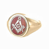 Red Reversible 9ct Gold Square and Compass with G Masonic Ring - Hamilton & Lewis Jewellery