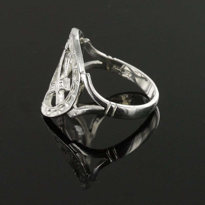 Large Silver Pierced Design Square and Compass Masonic Ring - Hamilton & Lewis Jewellery