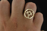 Small Gold Pierced Design Square and Compass Masonic Ring - Hamilton & Lewis Jewellery