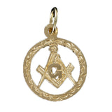 Small Circle Pendant in Gold with the Square and Compass Symbol - Hamilton & Lewis Jewellery