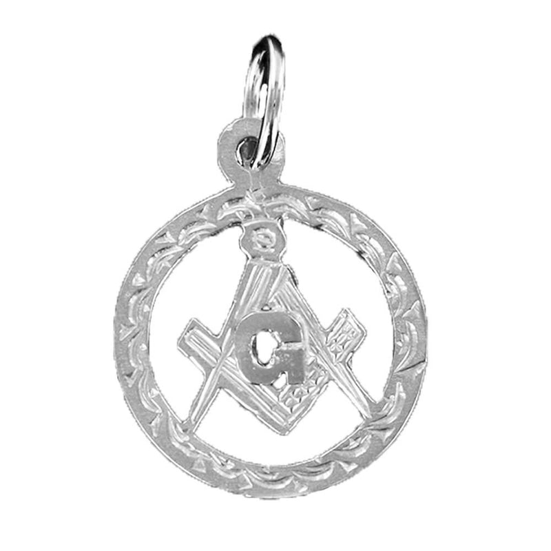 Small Circle Pendant in Silver with the Square and Compass Symbol - Hamilton & Lewis Jewellery
