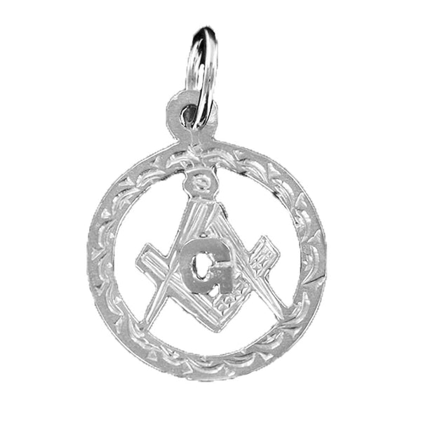 Large Circle Pendant in Silver with the Square and Compass Symbol - Hamilton & Lewis Jewellery