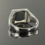 Light Blue Reversible Square Head Solid Silver Square and Compass Masonic Ring - Hamilton & Lewis Jewellery