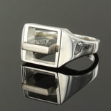 Red Reversible Square Head Solid Silver Square and Compass Masonic Ring - Hamilton & Lewis Jewellery