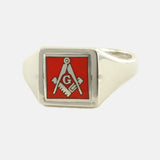 Red Reversible Square Head Solid Silver Square and Compass with G Masonic Ring - Hamilton & Lewis Jewellery