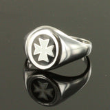 Solid Silver Knights of Malta (KOM) Masonic Ring- Fixed Head - Hamilton & Lewis Jewellery