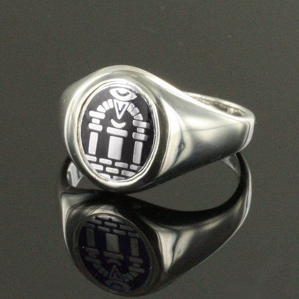 Solid Silver Royal Arch Masonic Ring (Black)- Fixed Head - Hamilton & Lewis Jewellery
