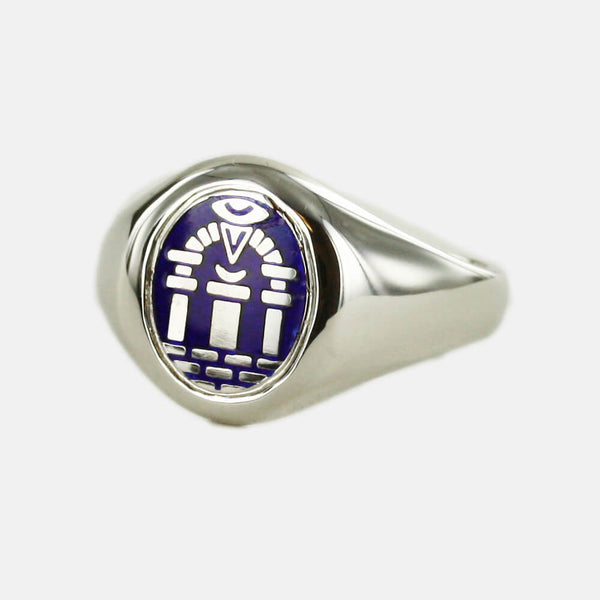 Solid Silver Royal Arch Masonic Ring (Blue)- Fixed Head - Hamilton & Lewis Jewellery