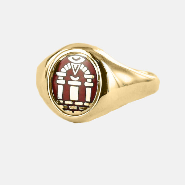 Gold Royal Arch Masonic Ring (Red)- Fixed Head - Hamilton & Lewis Jewellery