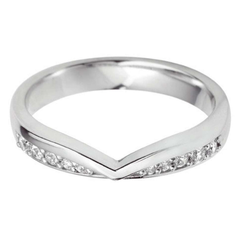 'V' Diamond Set shaped wedding ring - Hamilton & Lewis Jewellery