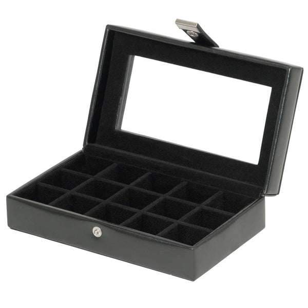 Wolf 15 Piece Cufflink Box With Glass 290102 - Hamilton & Lewis Jewellery