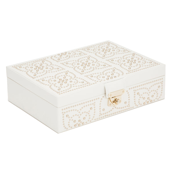 Wolf Cream Marrakesh Small Flat Jewellery Box 308353 - Hamilton & Lewis Jewellery