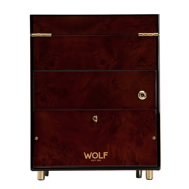 Wolf Single Burlwood Savoy Winder with Storage 454510 - Hamilton & Lewis Jewellery
