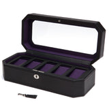 Wolf 5 Piece Black/Purple Windsor Watch Box 458303 - Hamilton & Lewis Jewellery