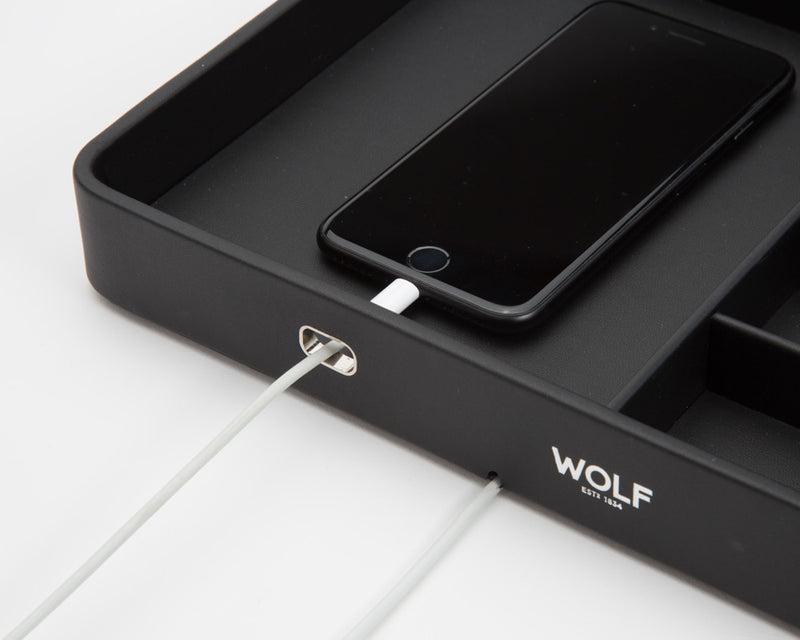 Wolf Black Watch Strap Valet Tray for Apple Watches 463003 - Hamilton & Lewis Jewellery