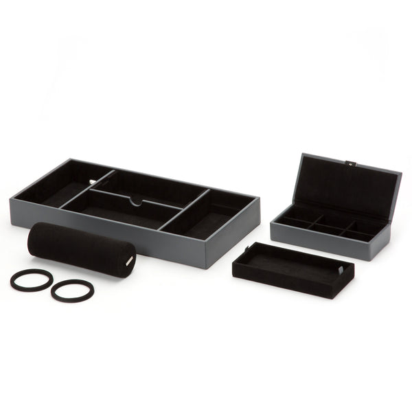Wolf Howard Grey Valet Tray with Roll 465165 - Hamilton & Lewis Jewellery
