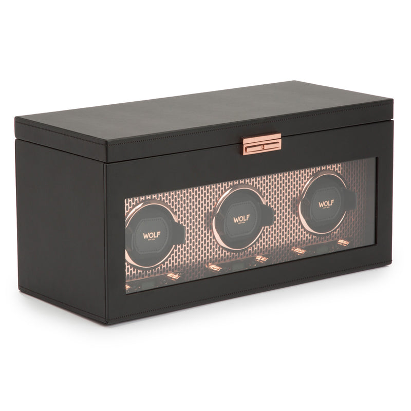 Wolf Triple Black/Copper Axis Winder with Storage 469416 - Hamilton & Lewis Jewellery