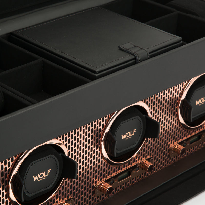 Wolf Triple Black/Copper Axis Winder with Storage 469416 - Hamilton & Lewis Jewellery