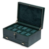 Wolf 10 Piece British Racing Green Watch Box with Storage 792841 - Hamilton & Lewis Jewellery