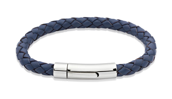 Unique & Co Blue Leather Bracelet A40BLUE - Hamilton & Lewis Jewellery
