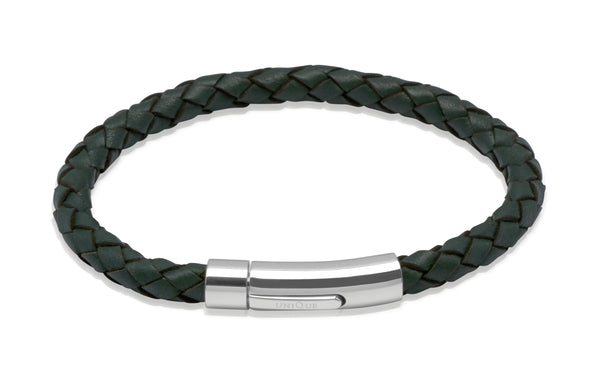 Unique & Co Dark Green Leather Bracelet A40DG - Hamilton & Lewis Jewellery