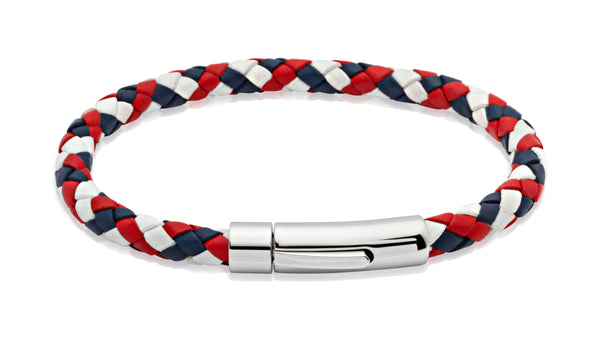 Unique & Co Red, White and Blue Leather Bracelet A40GBR - Hamilton & Lewis Jewellery