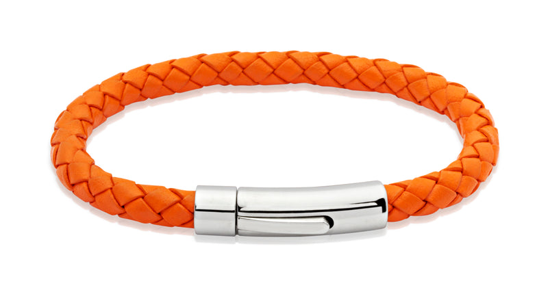 Unique & Co Orange Leather Bracelet A40OR - Hamilton & Lewis Jewellery