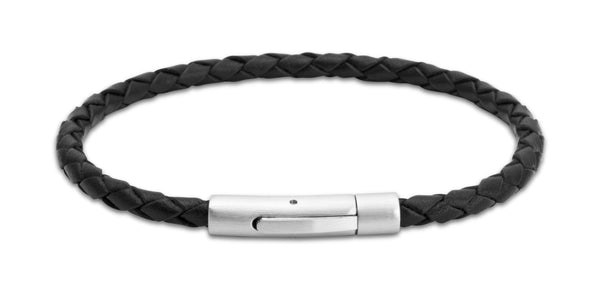 Unique & Co Black Leather Bracelet A41BL - Hamilton & Lewis Jewellery