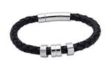 Unique & Co Black Leather Bracelet A63BL - Hamilton & Lewis Jewellery