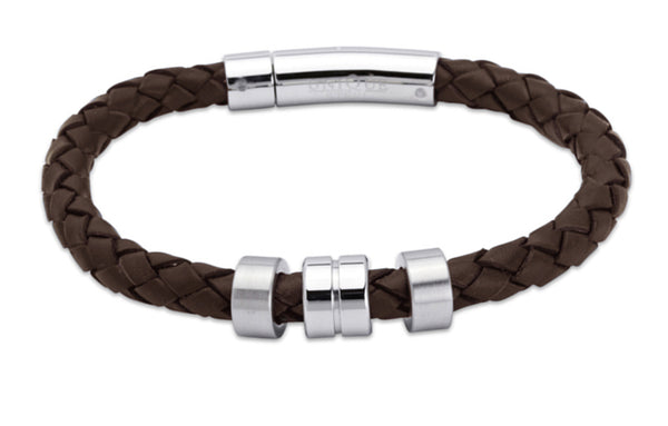 Unique & Co Dark Brown Leather Bracelet A63DB - Hamilton & Lewis Jewellery