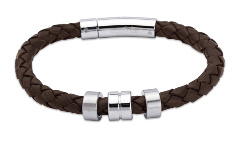 Unique & Co Dark Brown Leather Bracelet A63DB - Hamilton & Lewis Jewellery