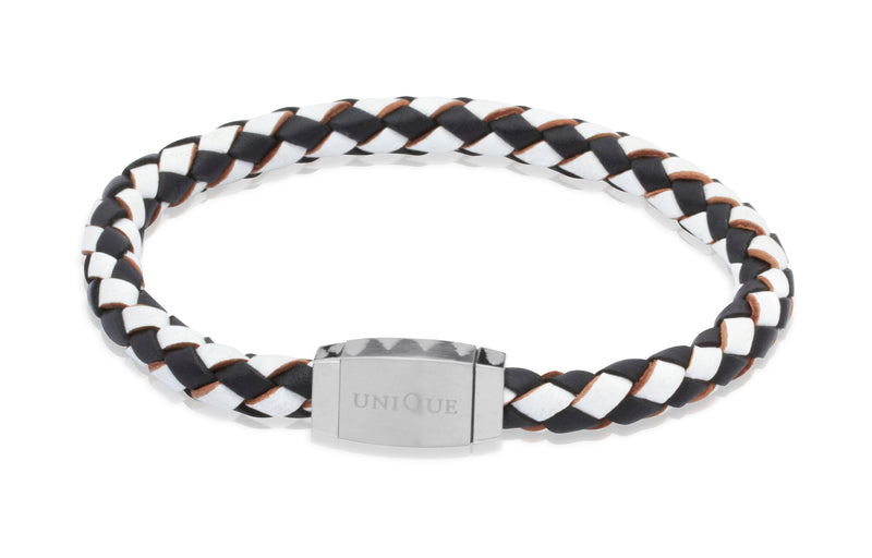 Unique & Co Black and White Leather Bracelet B144WB - Hamilton & Lewis Jewellery