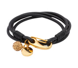 Unique & Co Ladies Black Leather Bracelet B154BL - Hamilton & Lewis Jewellery