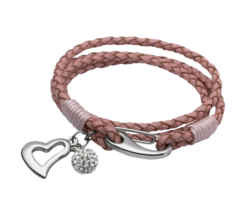 Unique & Co Ladies Pink Leather Bracelet B155PI - Hamilton & Lewis Jewellery