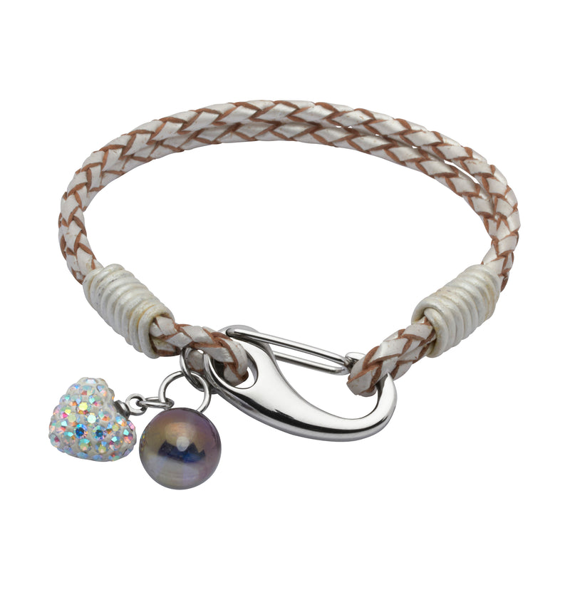 Unique & Co Ladies Pearl Leather Bracelet B157PE - Hamilton & Lewis Jewellery