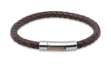 Unique & Co Dark Brown Leather Bracelet B170DB - Hamilton & Lewis Jewellery