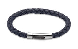 Unique & Co Navy Leather Bracelet B170NV - Hamilton & Lewis Jewellery