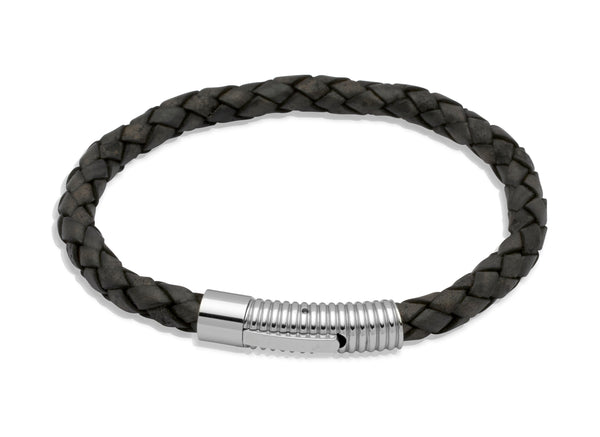 Unique & Co Antique Black Leather Bracelet B175ABL - Hamilton & Lewis Jewellery