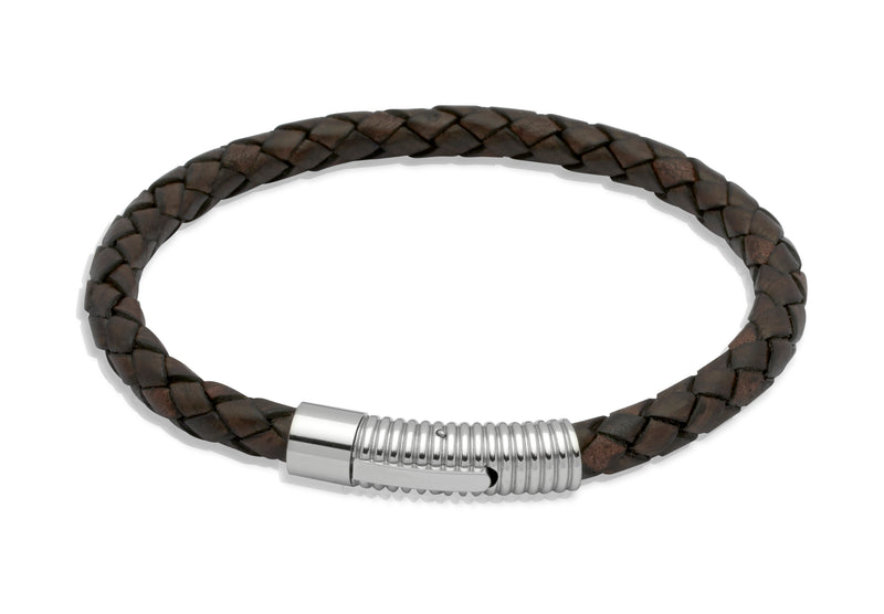Unique & Co Antique Dark Brown Leather Bracelet B175ADB - Hamilton & Lewis Jewellery