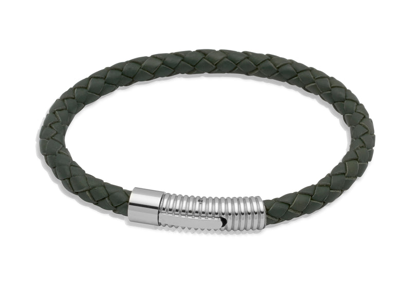 Unique & Co Dark Green Leather Bracelet B175DG - Hamilton & Lewis Jewellery