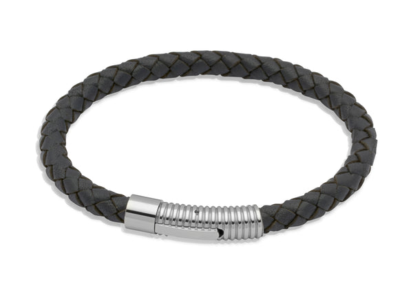 Unique & Co Navy Leather Bracelet B175NV - Hamilton & Lewis Jewellery